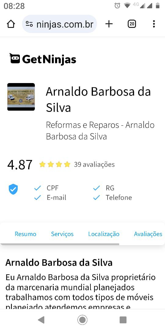 Perfil GetNinjas com nota 4,87