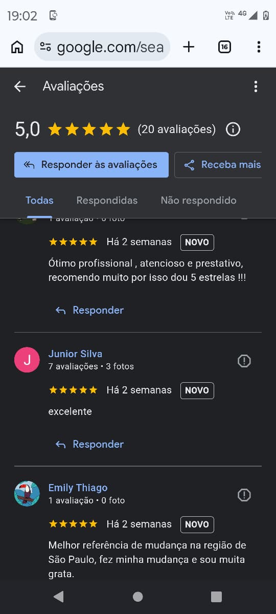 Avaliações Google 5 estrelas