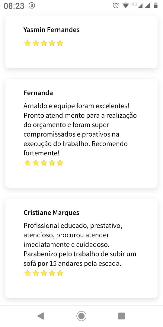 Print de avaliações do GetNinjas