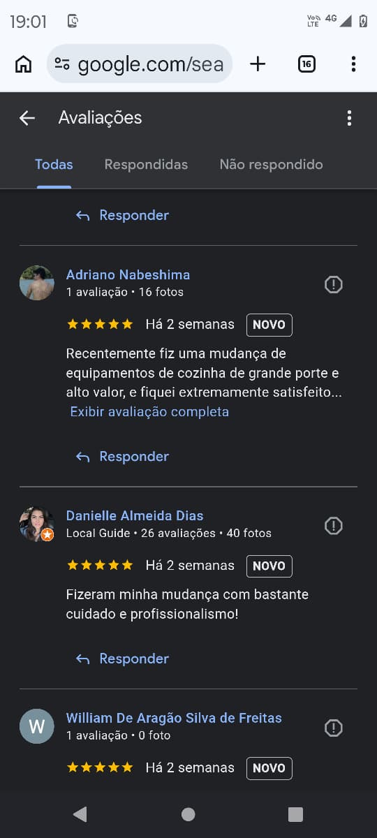 Mais avaliações no Google